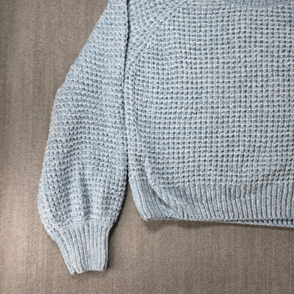 Altar'd State Sweater Womens Small Blue Chenille Waffle Knit Raglan Pullover - Picture 11 of 13